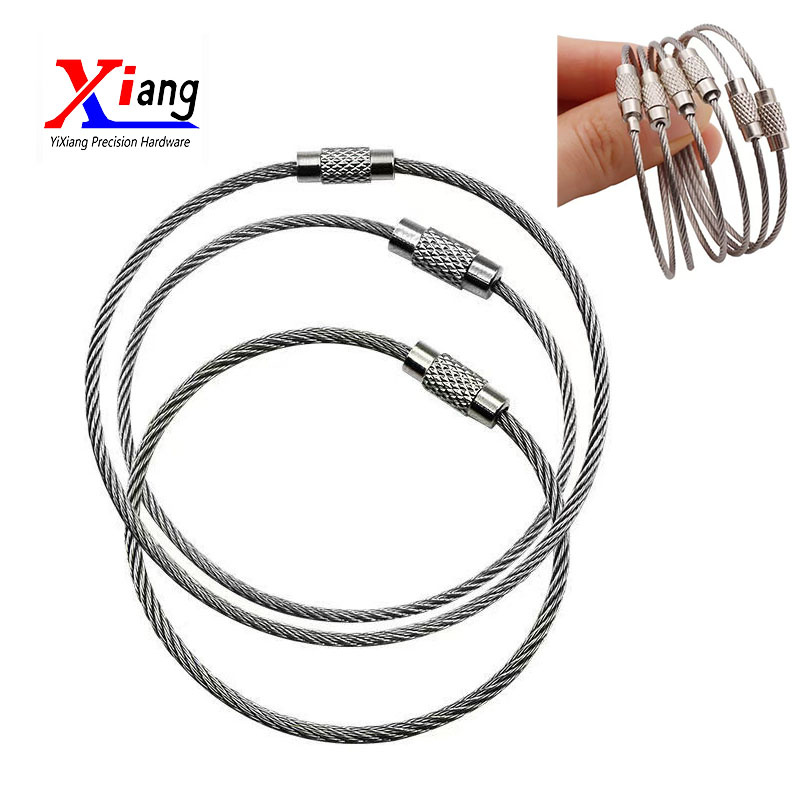 Steel Wire Rope Ring Metal Keyring Handmade for Luggage Bag