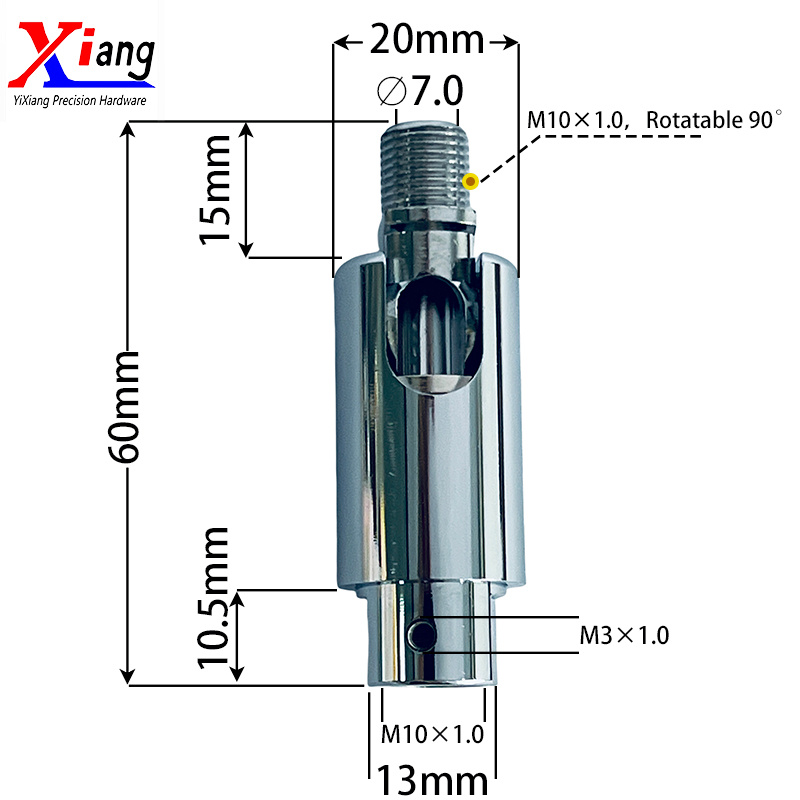 YiXiang Heavy Duty 90° Positioning Ball Joint, Brass, Chrome Finish