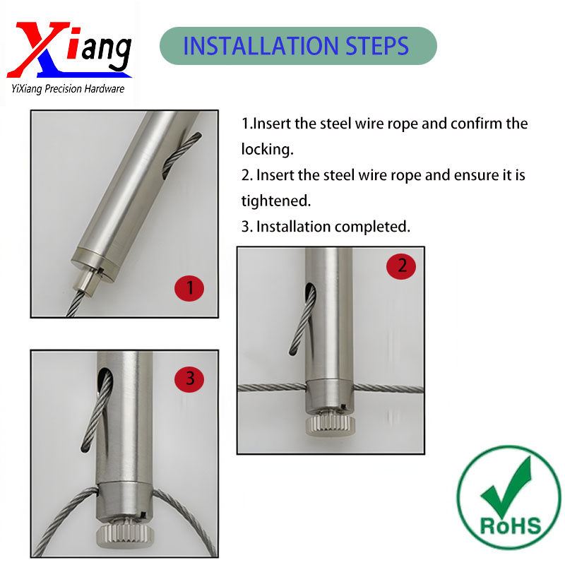 Yixiang Lighting Hardware Accessories Self-Locking Adjustable Stainless Steel Cable Gripper